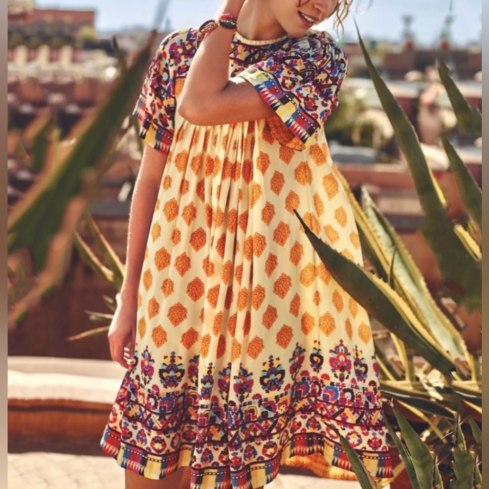 Anthropologie Tanvi Kedia Narcisa Caltha Swing Dress Size S Boho Floral - NWT